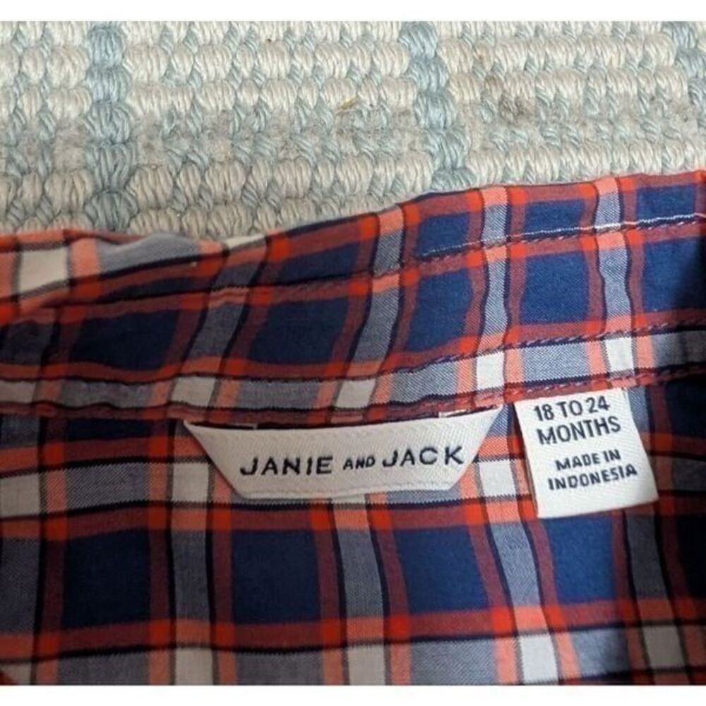 NWOT Janie and Jack Plaid Brushed Twill Shirt Size 18-24 Months Baby Formal - Picture 3 of 5